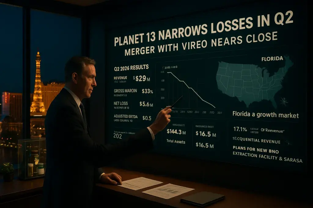 Planet 13 Narrows Losses in Q2 as Vireo Merger Nears Close